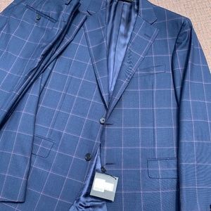 SOLD$1500 Samuelsohn Navy Blue Suit for Saks 5th Ave Sz 40R 40 34 Pants 2 Button